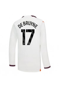 Manchester City Kevin De Bruyne #17 Jalkapallovaatteet Vieraspaita 2023-24 Pitkähihainen
